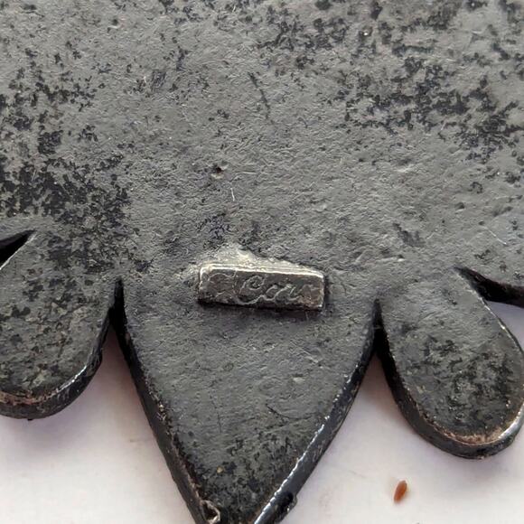 Vintage Rare Coro Signed Sterling Silver Ornate Star Pendant Chain Necklace - Picture 5 of 5